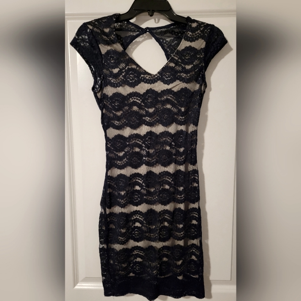 Navy Blue Lace Dress
